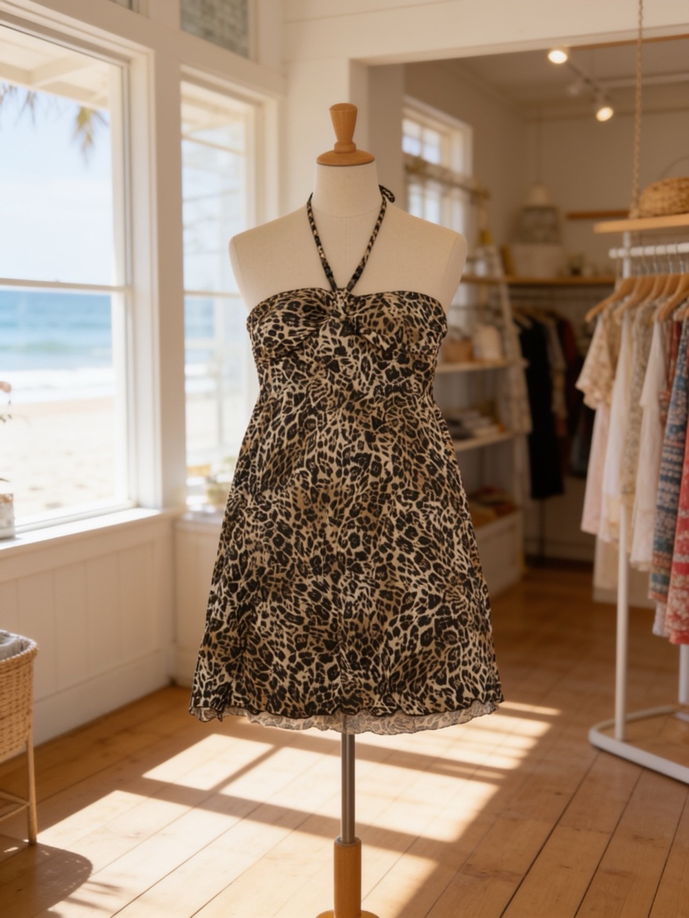Leopard Print Halter Dress